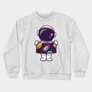 Cute Astronaut Holding Blanket Cartoon Crewneck Sweatshirt